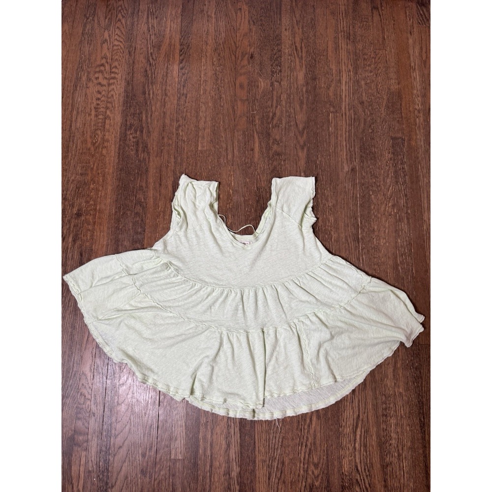 Free People We The Free Pale Green Tiered Babydoll Flutter Sleeve Top Size S